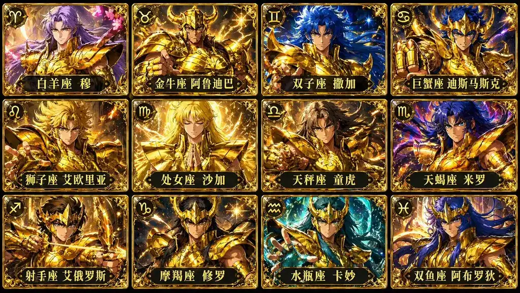 圣斗士黄金圣斗士卡片网格