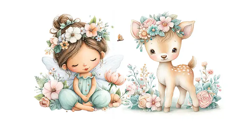 儿童房动物标志插画素材印花