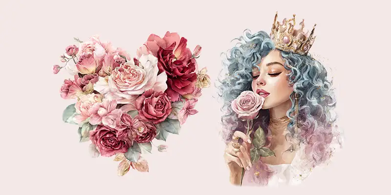 爱心情人节浪漫插画素材包装
