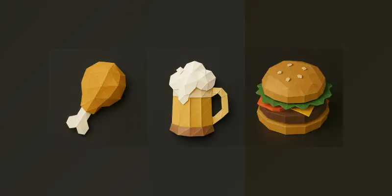 美食3D纸张图标