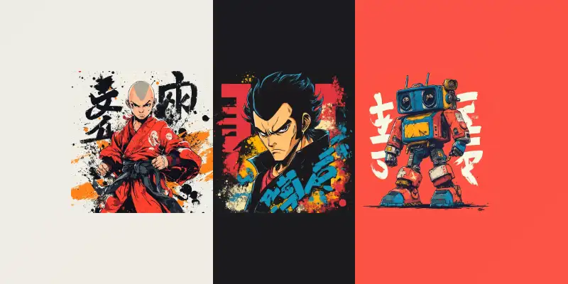 酷感日式动画漫画T恤 图片生成示例