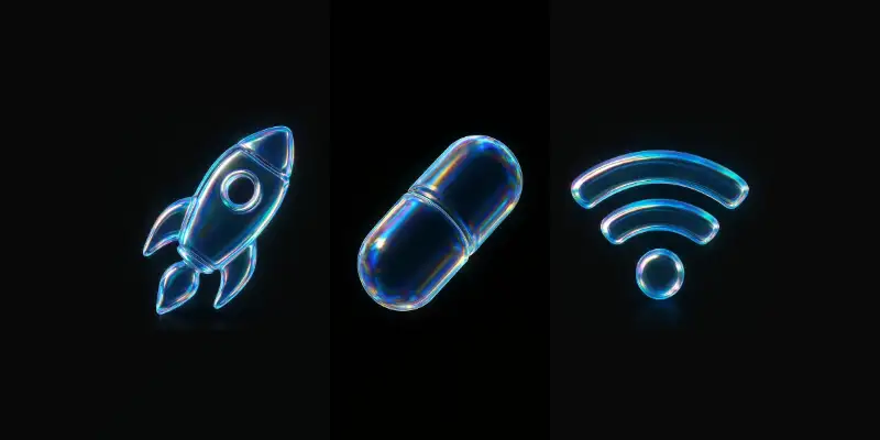 3D玻璃全息UI图标 图片生成示例