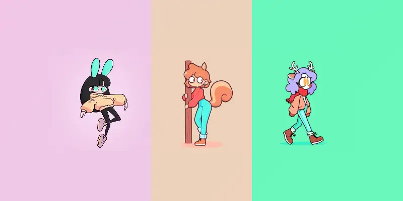 可爱卡通动物插画