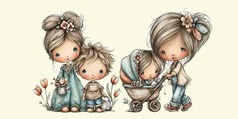 幽默母亲节插画素材设计