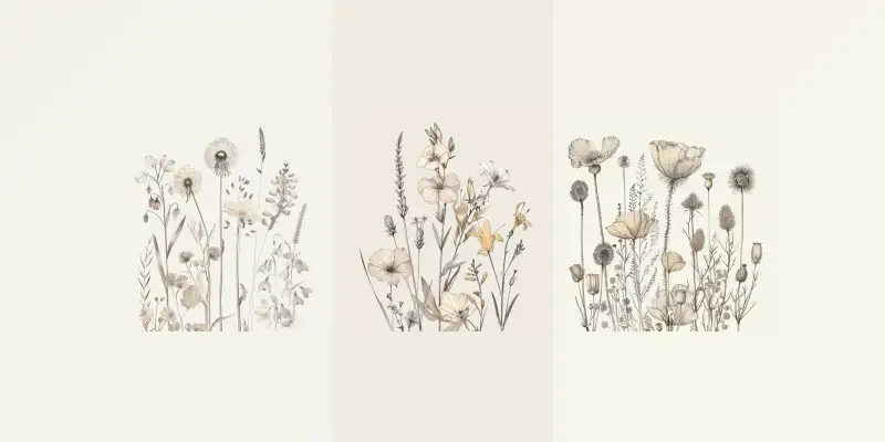 色调花朵插画