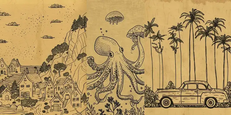 复古速写复古插画
